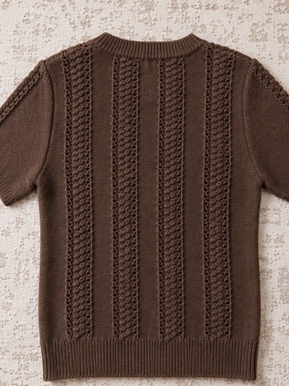 Lucky Brand Women's Brown Knit Sweater Top Size Small Short Sleeve 100% Cotton - Picture 2 of 3